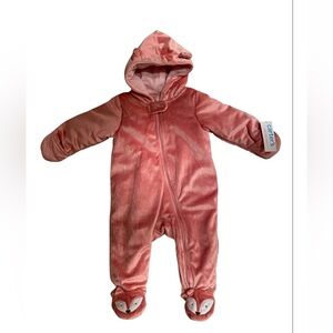 NWT 9mo CARTERS one piece  girls hooded plush zippered winter bunting